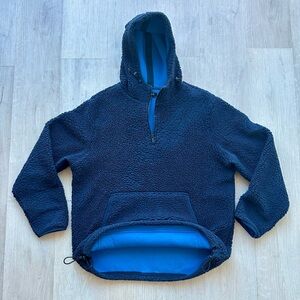DKNY Quarter Zip Hooded Sherpa Pullover Sweater